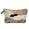 Cat Linen Waterproof Bag, Multipurpose Travel Toiletry Pouch with Metal Zipper, Beige, 25x17x6cm