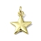 Brass Charms, Star, Real 18K Gold Plated, 14x12x2mm, Hole: 3mm