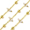 Handmade Faceted Natural Howlite Beaded Chains, Soldered, with Spool, Long-Lasting Plated, Real 18K Gold Plated, Lead Free & Cadmium Free, Links: 9.5x2.5~3mm, Beads: 4mm