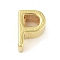 304 Stainless Steel Pendants, Real 24K Gold Plated, Letter P, 8x5.5x4mm, Hole: 1.5mm