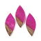 Resin & Wood Big Pendants, Leaf Charms, Fuchsia, 52.5x22x3.5mm, Hole: 2mm