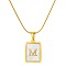 Stainless Steel Snake Bone Chain Alphabet Necklace with Shell Pendant, Letter M, Golden