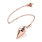 Brass Dowsing Pendulum Big Pointed Cone Pendants, with Lobster Claw Clasps and Chain, Rack Plating, Rose Gold, 222mm, Hole: 1.2mm