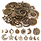 SUNNYCLUE 15 Styles Tibetan Style Alloy Pendants, Moon & Star Chrms, Antique Bronze, 16.5~40.5x9~37x1.5~5mm, Hole: 1.4~2.2mm