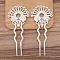 Alloy Hair Fork Findings for Women, Fan, Silver, 47x45mm