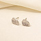 Non-Tarnish 304 Stainless Steel Leaf Stud Earrings for Women, Stainless Steel Color