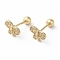 Bowknot Bow Brass Micro Pave Clear Cubic Zirconia Ear Plug Gauges, Golden, 9.7x6mm