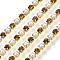 Brass Rhinestone Strass Chains, with ABS Plastic Imitation Pearl, Rhinestone Cup Chain, Grade A, Raw(Unplated), Topaz, 2x2mm, 4000pcs rhinestone/bundle, about 32.8 Feet(10m)/bundle