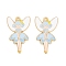 Rack Plating Alloy Enamel Pendants, Golden, Angel Charm, Light Sky Blue, 30x19x1.5mm, Hole: 1.8mm