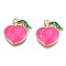 Rack Plating Alloy Enamel Pendants, Cadmium Free & Nickel Free & Lead Free, Light Gold, Peach, Hot Pink, 17x16x3mm, Hole: 1.2mm