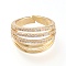 Adjustable Brass Micro Pave Clear Cubic Zirconia Cuff Rings, Open Rings, Long-Lasting Plated, Golden, US Size 6(16.5mm)