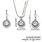 Brass Rhinestones Flat Round Jewelry Set, Earrings & Necklaces Set for Fashionable Women, Clear