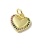 Real 18K Gold Plated Brass Pave Cubic Zirconia Pendants, with Jump Rings, Heart, Colorful, 11.5x12x2mm, Hole: 3mm