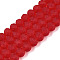 Transparent Glass Beads Strands, Faceted, Frosted, Rondelle, Crimson, 6x4.5mm, Hole: 1.4mm, about 84~85pcs/strand, 41.5~42cm