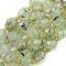 Natural Prehnite Beads Strands, Faceted, Oval, with Seed Beads, 8~9x6~8mm, Hole: 1~1.2mm, about 17~19pcs/strand, 7.09~7.87 inch(18~20cm)