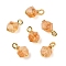 Natural Citrine Pendants, Faceted Bicone Charms with Rack Plating Brass Real 18K Gold Plated Findings, Long-Lasting Plated, 17x10mm, Hole: 3mm