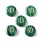 Synthetic Malachite Beads, with Golden Tone Brass Slices, Flat Round with Letter, Letter D, 15x5mm, Hole: 1.4mm