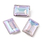 Glass Rhinestone Cabochons, Flat Back & Back Plated, Faceted, Rectangle, Vitrail Light, 14x10x5.5mm