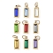 Glass Pendants, with Ion Plating(IP) 304 Stainless Steel Findings, Manual Polishing, with Jump Ring, Rectangle Charms, Real 18K Gold Plated, Mixed Color, 11x4x3.5mm, Hole: 2.5mm