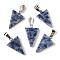 Natural Blue Spot Jasper Pendants, with 201 Stainless Steel Finding, Triangle, 24x15x5mm, Hole: 3x7.5mm