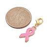 Breast Cancer Awareness Alloy Enamel Pendant Decoration HJEW-JM01410-3