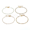 Faceted Round Natural Gemstone Beaded Anklets AJEW-AN00360-1