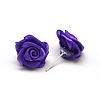Nylon Thread Rose Flower Stud Earrings EJEW-F0021-M-3