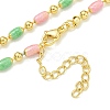 Brass Enamel Column Link Chain Necklaces NJEW-H039-09B-03G-1