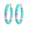 Basketball Wives Style Brass Heishi Beaded Hoop Earrings EJEW-JE04083-2