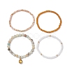 4Pcs 4 Styles 6mm Round Natural Flower Amazonite & Glass Beaded Stretch Bracelet Sets BJEW-JB10605-4