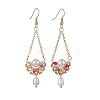 4 Pair 4 Color Natural Pearl & Glass Teardrop with Flower Dangle Earrings EJEW-TA00222-3