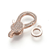 Brass Micro Pave Cubic Zirconia Lobster Claw Clasps ZIRC-S058-17RG-2