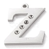 304 Stainless Steel Letter Pendant Rhinestone Settings STAS-J028-01Z-1