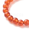 Natural Carnelian Round Beaded Stretch Ring with Moonstone RJEW-JR00440-01-6