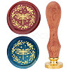 Brass Wax Seal Stamp with Rosewood Handle AJEW-WH0412-0025-1