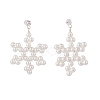 Shell Pearl Braided Snowflake Dangle Stud Earring EJEW-TA00084-3