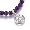 Natural Amethyst Charm Bracelets BJEW-I275-B07-3