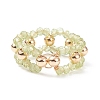Gemstone & Brass Braided Beaded Circle Ring Wrap Stretch Ring for Women RJEW-JR00542-7
