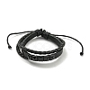 Braided PU Leather & Waxed Cords Triple Layer Multi-strand Bracelets BJEW-P329-06B-EB-1