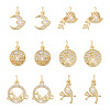 Fashewelry 12Pcs 6 Style Brass Micro Pave Clear Cubic Zirconia Charms KK-FW0001-11-2