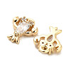 Brass Micro Pave Clear Cubic Zirconia Charms KK-C054-11G-2