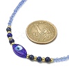 Natural Lapis Lazuli & Lampwork Evil Eye & Seed Beaded Necklace NJEW-JN04423-4
