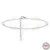 Natural Freshwater Pearl Beaded Link Anklet with Rhodium Plated 925 Sterling Silver Cable Chain for Women AJEW-F162-015P-1