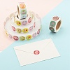 6 Rolls 3 Style Floral & Word Handmade with Love Stickers DIY-LS0003-31-6