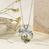 Heart with Horse Pattern Glass Pendant Necklaces PW-WGF1C5C-01-1