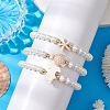 3Pcs 3 Styles Summer Shell Pearl Braided Bead Bracelets BJEW-JB10323-2