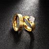 Classic 316L Titanium Steel Cubic Zirconia Couple Rings for Women RJEW-BB06924-8A-4