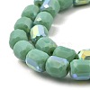 Frosted Imitation Jade Glass Beads Strands GLAA-P058-08A-08-3