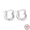 Rhodium Plated 925 Sterling Silver Hoop Earrings EJEW-K258-07P-1