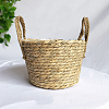 Round Cattail Straw Braided Basket with Handles HULI-PW0002-071B-1